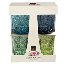 Wasserglas–Set «Elegant», 4-teilig, assortierte Farbverläufe, 35 cl blau