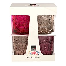 Wasserglas–Set «Elegant», 4-teilig, assortierte Farbverläufe, 35 cl rot