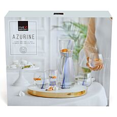 Service à eau « Azurine », carafe 1 litre avec 4 verres, lavable au lave-vaisselle