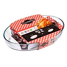 Ô Cuisine Auflaufform–Set «Oval», 2–teilig, hitzebeständiges Borosilikatglas