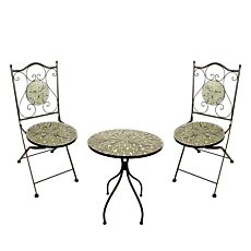 Set de bistrot 3 pièces « Lily », chaises pliantes, décor mosaïque
