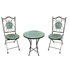 Set de bistrot 3 pièces « Astor », chaises pliantes, décor mosaïque