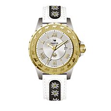 Trauffer montre pour dames avec broderie, bracelet en cuir PU, 34 mm