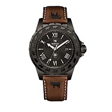 Trauffer montre pour hommes avec verre saphir, bracelet en cuir PU brun