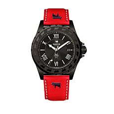 Trauffer montre rouge pour dames, avec bracelet en cuir PU et verre saphir