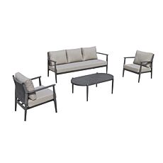 Lounge-Set «Sakura», 4-teilig, mit edler Tischplatte aus gesintertem Stein