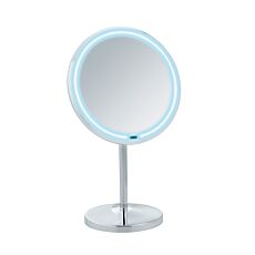 Miroir cosmétique LED sur pied « Onno », intensité réglable avec fonction tactile, grossissement 5x