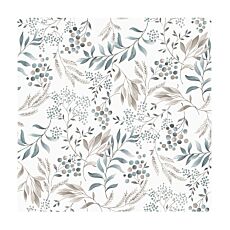 Tischdecke «Arabella», rund, floral, weiss-petrol