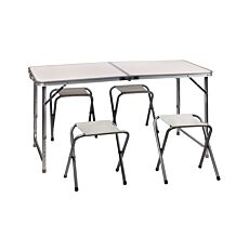 Campingtisch-Set klappbar, höhenverstellbar mit 4 Klappstühlen