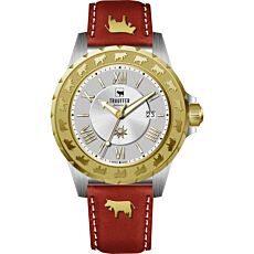 Montre-bracelet pour dames Trauffer, bracelet en cuir PU rouge, Swiss Made