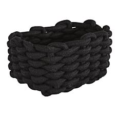 Panier de rangement Kleine Wolke «Fellone», compact, avec structure tricotée noir