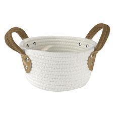 Panier de rangement Kleine Wolke «Patch S», compact, avec poignées en cordon beige