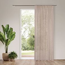 Rideau prêt à poser avec ruban, semi-transparent, aspect lin, isolant thermique, 140x245 cm - beige
