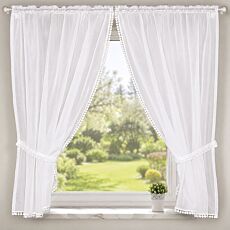 Rideau vitrage avec bordure, lot de 2