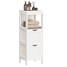 Armoire de salle de bains VASAGLE, 3 étagères et 2 tiroirs réglables