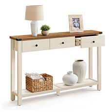 VASAGLE Konsoletisch «Rustic», mit 3 Schubladen und Ablageboden