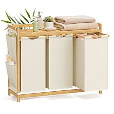 SONGMICS Bambus Wäschesammler «Laundry Sorter», 3 Wäschesäcke, 150 l
