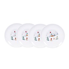 Assiette à fondue au fromage «Skieur», lot de 4 en céramique