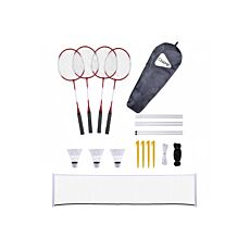 CHAMP Badminton-Set 4 Spieler, mit Netz und Transporttasche