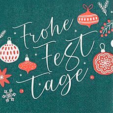 Serviettes de cocktail «Joyeuses fêtes», 20 pièces, 25x25 cm
