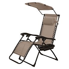 Chaise longue, pliable avec toit brun-beige