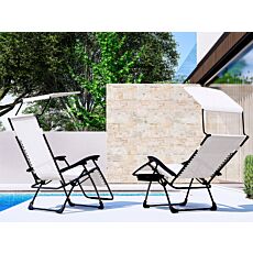 Chaise longue, pliable avec toit blanc