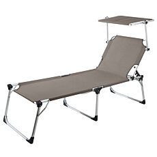Chaise longue Lyon avec pare-soleil brun-beige