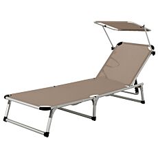 Chaise longue Lyon avec pare-soleil brun-beige