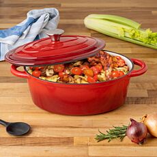 Gusseisenbräter mit Deckel, oval