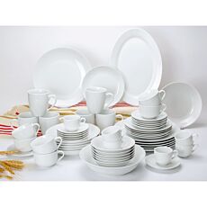 Geschirr-Set Porzellan «Bianco», 56-teilig, 6 Personen, schlichtes Design