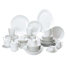 Geschirr-Set Porzellan «Bianco», 56-teilig, 6 Personen, schlichtes Design