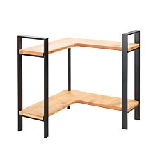 Étagère d'angle style industriel, bambou, 30x30x33 cm
