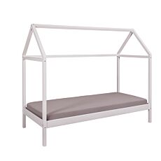 Hausbett aus massivem Kiefernholz, 90x200 cm, weiss lackiert