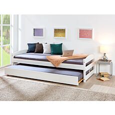 Massivholz Ausziehbett, weiss, inkl. 2 Lattenroste
