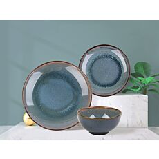 Service de vaisselle en céramique «Grado», 18 éléments, pour 6 personnes bleu-brun