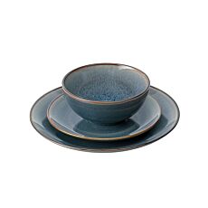 Keramik Geschirr-Set «Grado», 18-teilig, für 6 Personen – blau-braun
