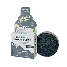 Washo Care 2-in-1 feste Duschpflege «Body & Hair», mit Kohlepulver, 70 g
