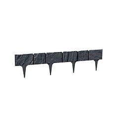Bordure de pelouse en plastique aspect pierre, lot de 5