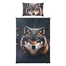 Bettwäsche mit ausdrucksstarkem Wolfmotiv