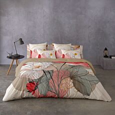 Linge de lit avec grands motifs floraux
