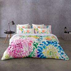 Linge de lit avec fleurs arc-en-ciel