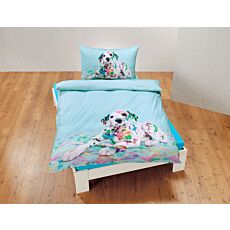 Bettwäsche im fröhlichen Dalmatiner-Design mit bunten Farbklecksen