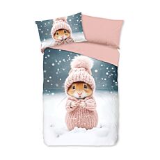 Parure de lit avec souris dans la neige