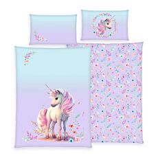 Parure de lit avec motif floral de licorne