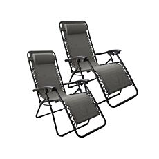 Chaise longue «Charly», set de 2,  L 110 x H 45 x P 90 cm, gris