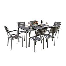 Gartenset «Cancun», 7-teilig, weiss/ grau