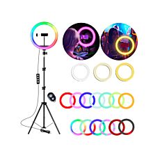 Selfielampe, Ring Light RGB + warmweiss + weiss