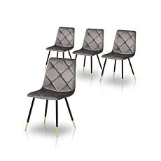 Set de chaises «Golden», 4 pièces, en velours gris