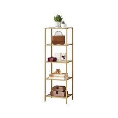 SONGMICS Étagère «Crista Gold»,  L 40 x H 124,5 x P 30 cm, doré