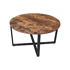 SONGMICS Table basse «Mia», Ø 88 x H 47 cm, brun/noir